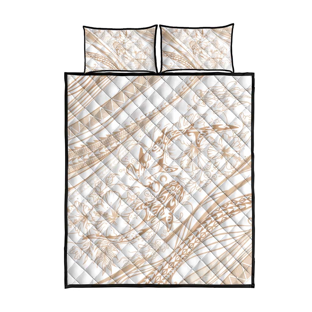 Sharks Couple Dreamy Polynesians Floral Sea Quilt Bed Set Hazel - Polynesian Pride