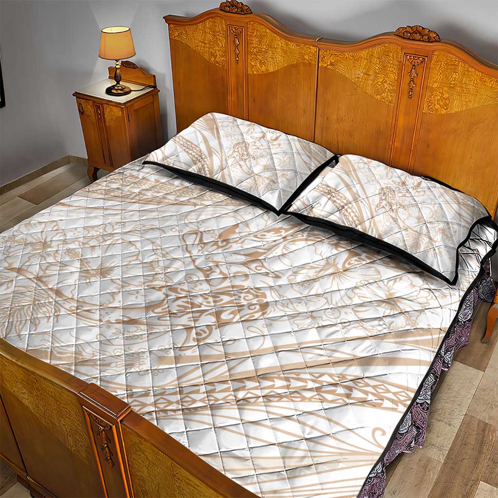 Sharks Couple Dreamy Polynesians Floral Sea Quilt Bed Set Hazel - Polynesian Pride
