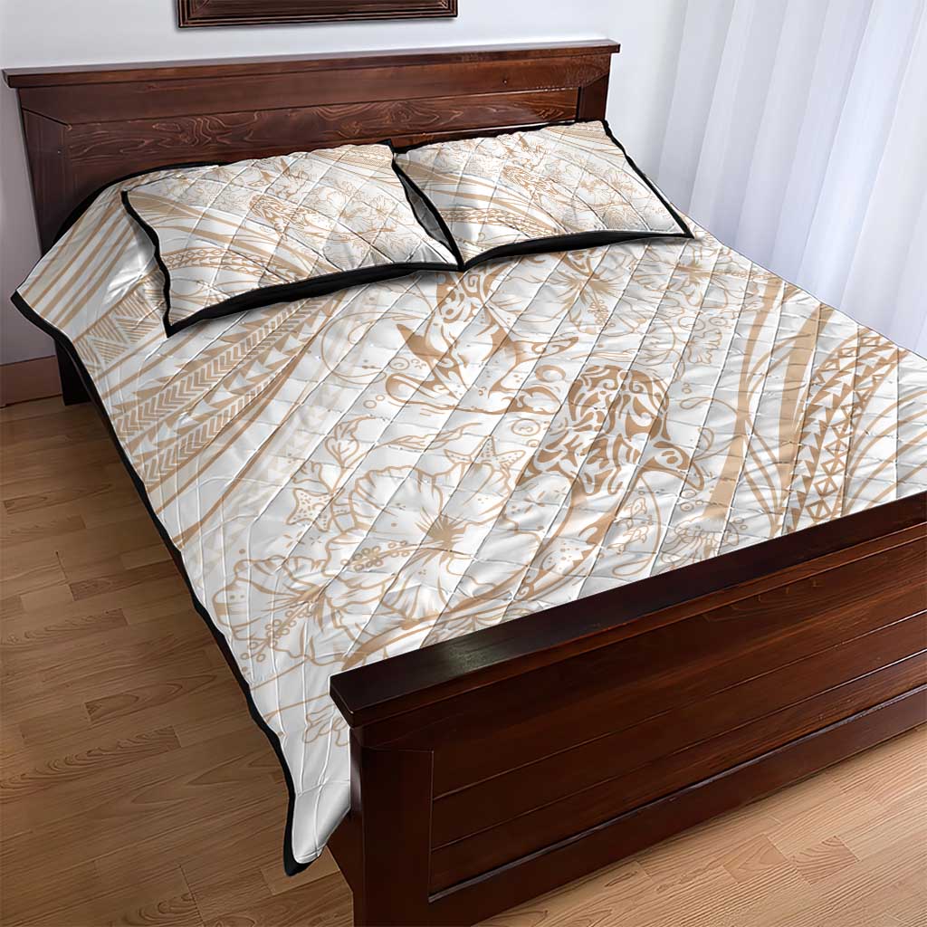 Sharks Couple Dreamy Polynesians Floral Sea Quilt Bed Set Hazel - Polynesian Pride