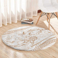 Sharks Couple Dreamy Polynesians Floral Sea Round Carpet Hazel - Polynesian Pride
