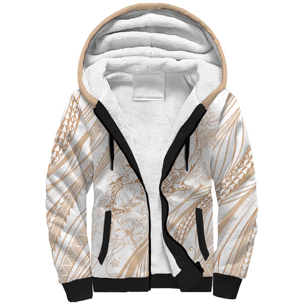 Sharks Couple Dreamy Polynesians Floral Sea Sherpa Hoodie Hazel - Polynesian Pride