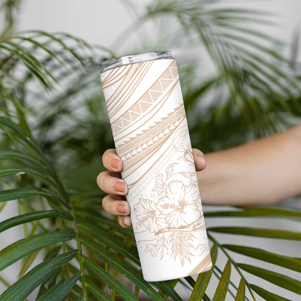 Sharks Couple Dreamy Polynesians Floral Sea Skinny Tumbler Hazel - Polynesian Pride