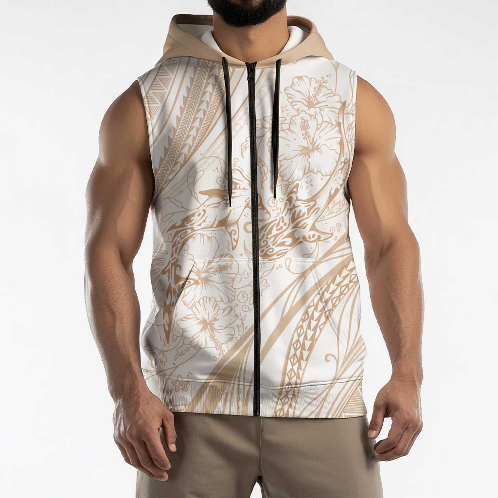 Sharks Couple Dreamy Polynesians Floral Sea Sleeveless Zip Hoodie Hazel - Polynesian Pride
