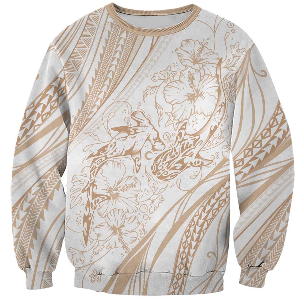 Sharks Couple Dreamy Polynesians Floral Sea Sweatshirt Hazel - Polynesian Pride