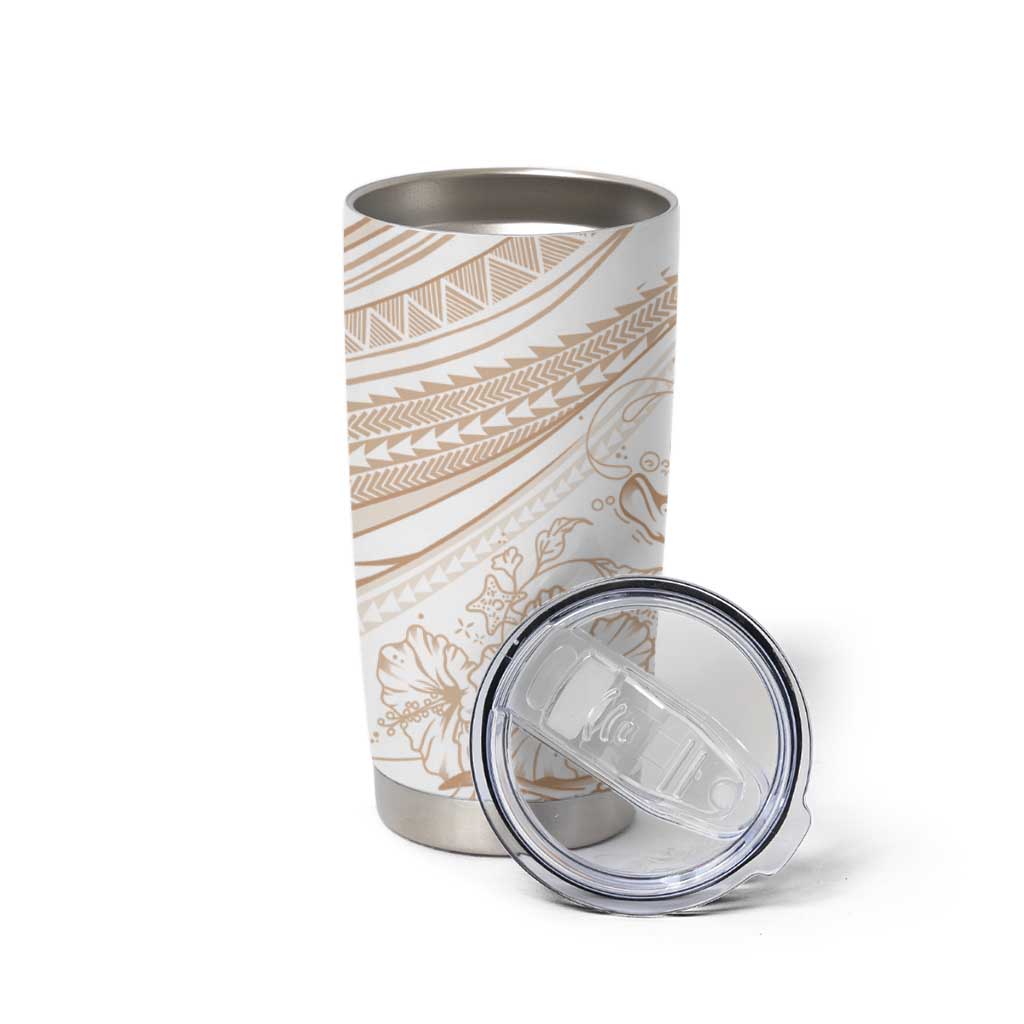 Sharks Couple Dreamy Polynesians Floral Sea Tumbler Cup Hazel - Polynesian Pride