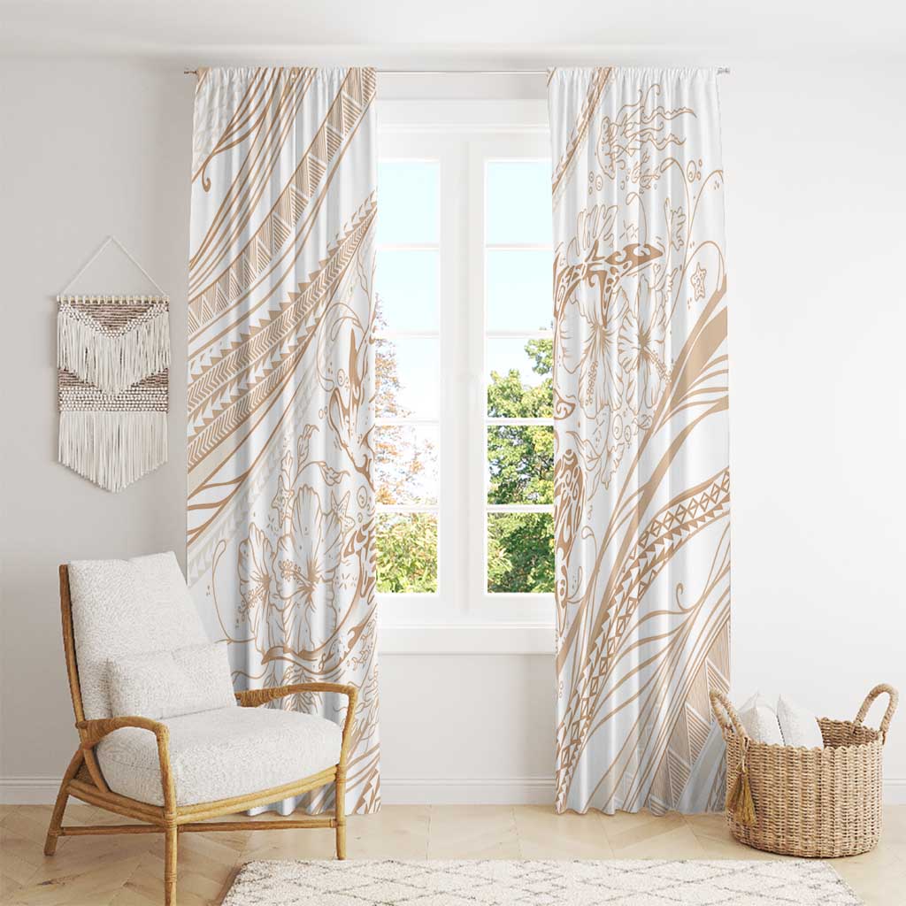 Sharks Couple Dreamy Polynesians Floral Sea Window Curtain Hazel - Polynesian Pride