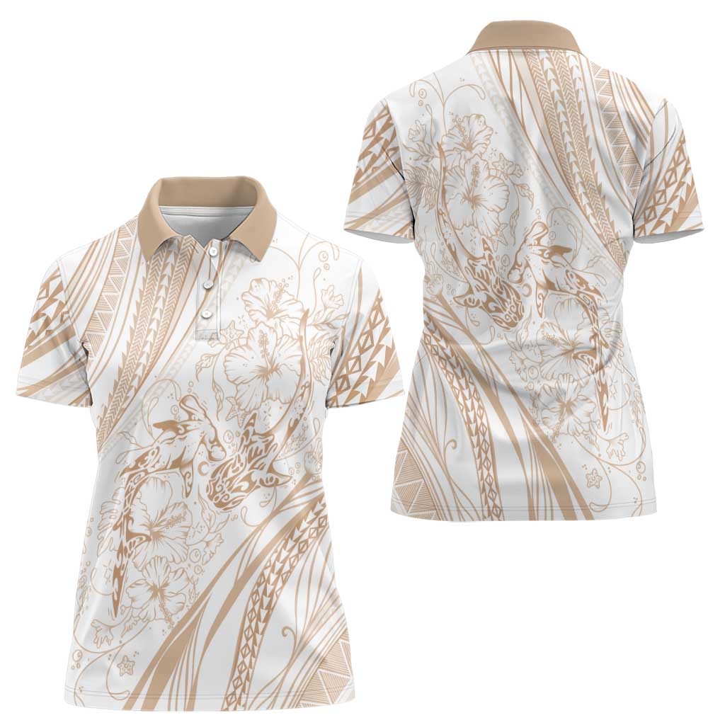 Sharks Couple Dreamy Polynesians Floral Sea Women Polo Shirt Hazel - Polynesian Pride
