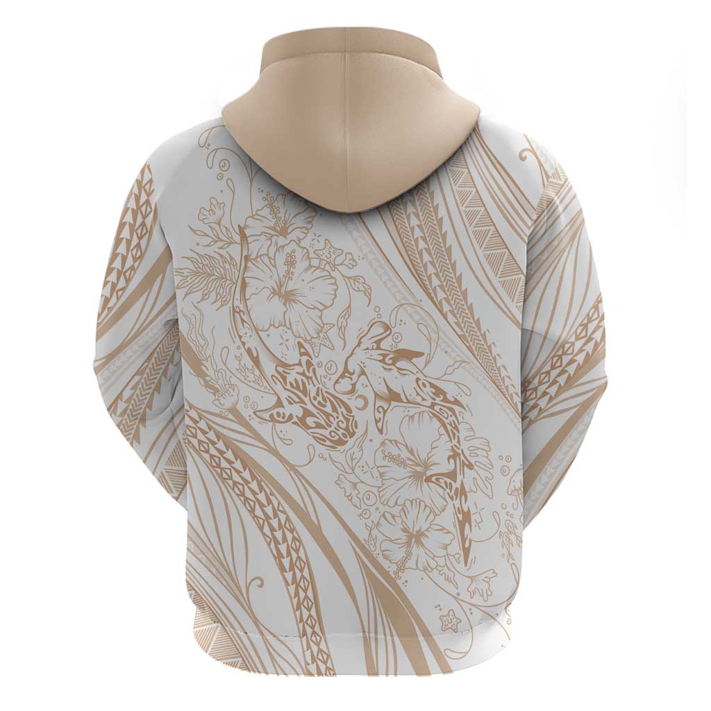 Sharks Couple Dreamy Polynesians Floral Sea Zip Hoodie Hazel - Polynesian Pride