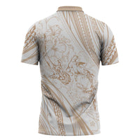 Sharks Couple Dreamy Polynesians Floral Sea Zipper Polo Shirt Hazel - Polynesian Pride