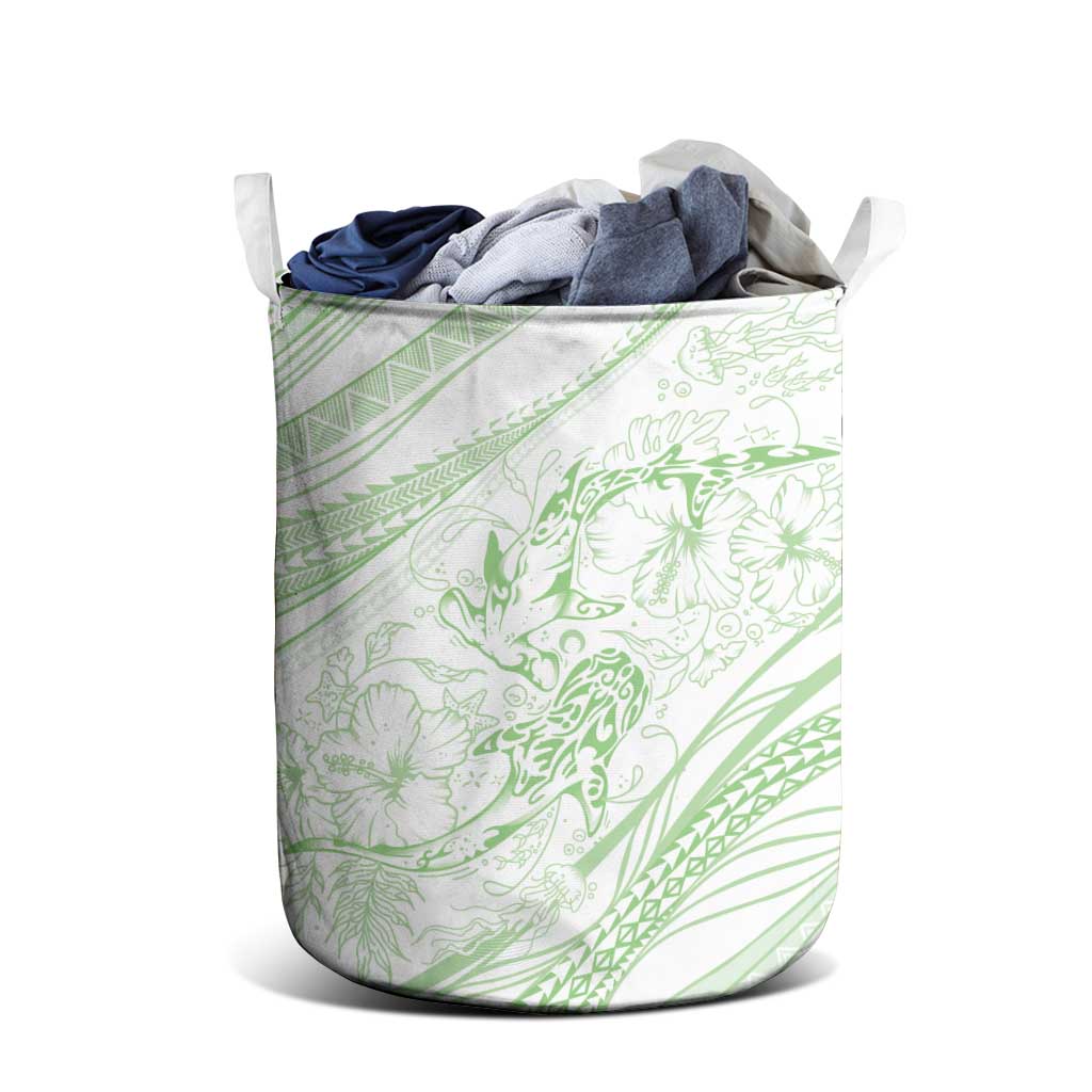 Sharks Couple Dreamy Polynesians Floral Sea Laundry Basket Emerald - Polynesian Pride