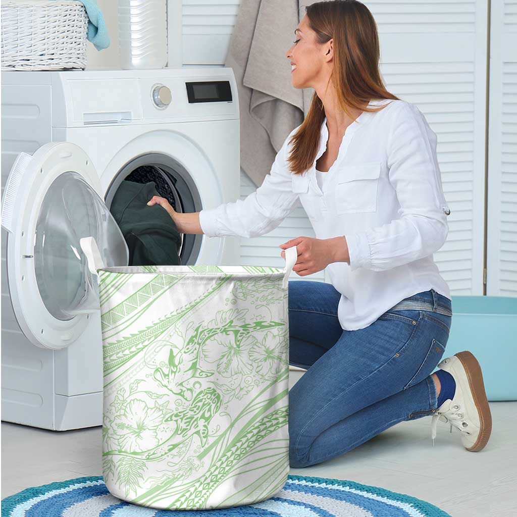 Sharks Couple Dreamy Polynesians Floral Sea Laundry Basket Emerald - Polynesian Pride