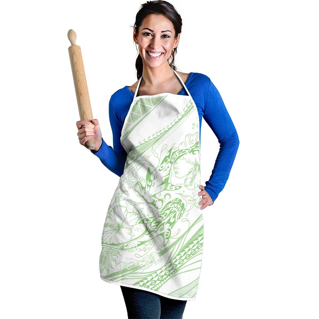 Sharks Couple Dreamy Polynesians Floral Sea Apron Emerald - Polynesian Pride