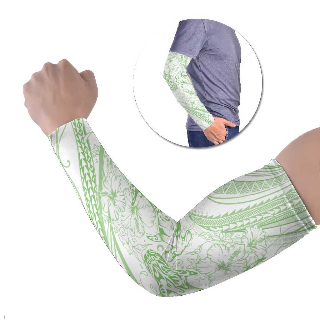 Sharks Couple Dreamy Polynesians Floral Sea Arm Sleeves Emerald - Polynesian Pride
