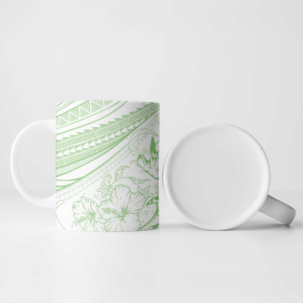 Sharks Couple Dreamy Polynesians Floral Sea Ceramic Mug Emerald - Polynesian Pride