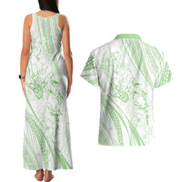 Sharks Couple Dreamy Polynesians Floral Sea Couples Matching Tank Maxi Dress and Hawaiian Shirt Emerald LT7 - Polynesian Pride