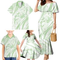 Sharks Couple Dreamy Polynesians Floral Sea Family Matching Mermaid Dress and Hawaiian Shirt Emerald LT7 - Polynesian Pride