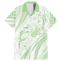 Sharks Couple Dreamy Polynesians Floral Sea Family Matching Off Shoulder Maxi Dress and Hawaiian Shirt Emerald LT7 Dad's Shirt - Short Sleeve Emerald - Polynesian Pride