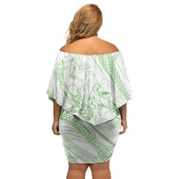 Sharks Couple Dreamy Polynesians Floral Sea Family Matching Off Shoulder Short Dress and Hawaiian Shirt Emerald LT7 - Polynesian Pride