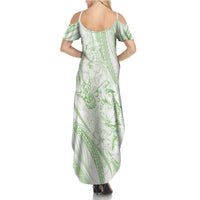 Sharks Couple Dreamy Polynesians Floral Sea Family Matching Summer Maxi Dress and Hawaiian Shirt Emerald LT7 - Polynesian Pride
