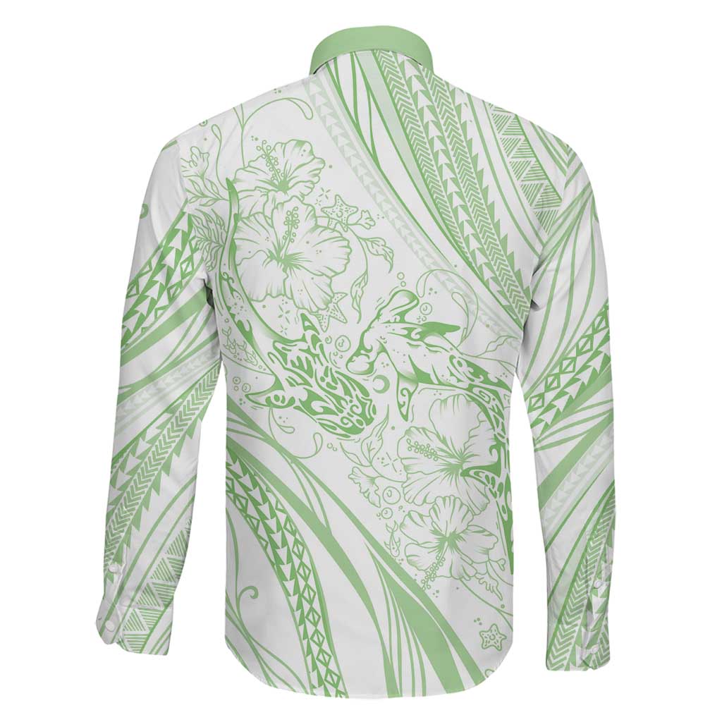 Sharks Couple Dreamy Polynesians Floral Sea Family Matching Tank Maxi Dress and Hawaiian Shirt Emerald LT7 - Polynesian Pride