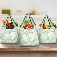Sharks Couple Dreamy Polynesians Floral Sea Grocery Bag Emerald - Polynesian Pride
