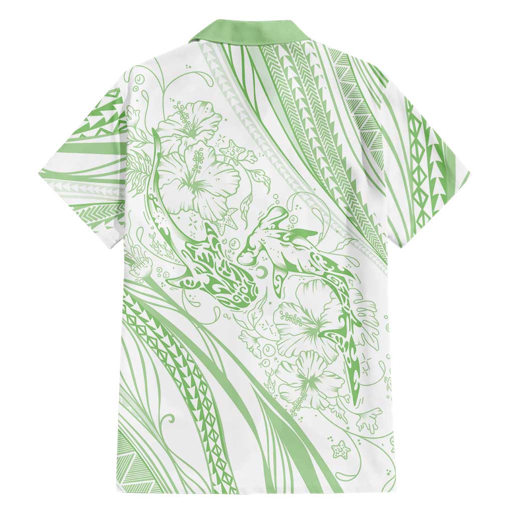 Sharks Couple Dreamy Polynesians Floral Sea Hawaiian Shirt Emerald - Polynesian Pride