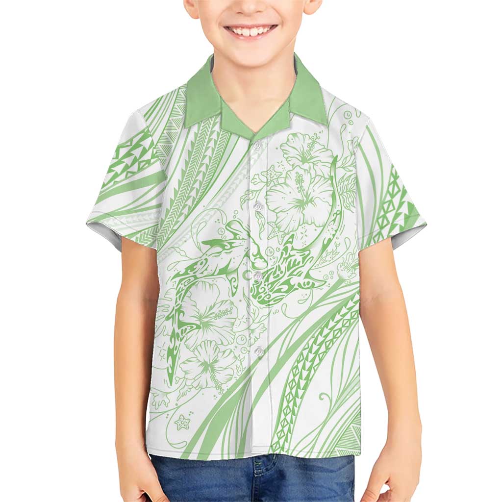 Sharks Couple Dreamy Polynesians Floral Sea Hawaiian Shirt Emerald - Polynesian Pride