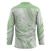 Sharks Couple Dreamy Polynesians Floral Sea Hockey Jersey Emerald - Polynesian Pride