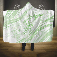 Sharks Couple Dreamy Polynesians Floral Sea Hooded Blanket Emerald - Polynesian Pride