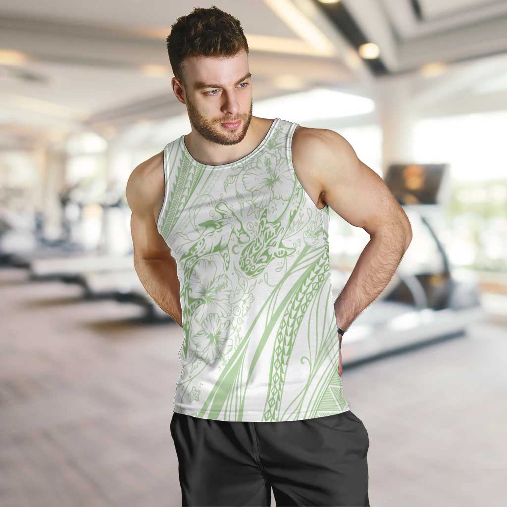 Sharks Couple Dreamy Polynesians Floral Sea Men Tank Top Emerald - Polynesian Pride