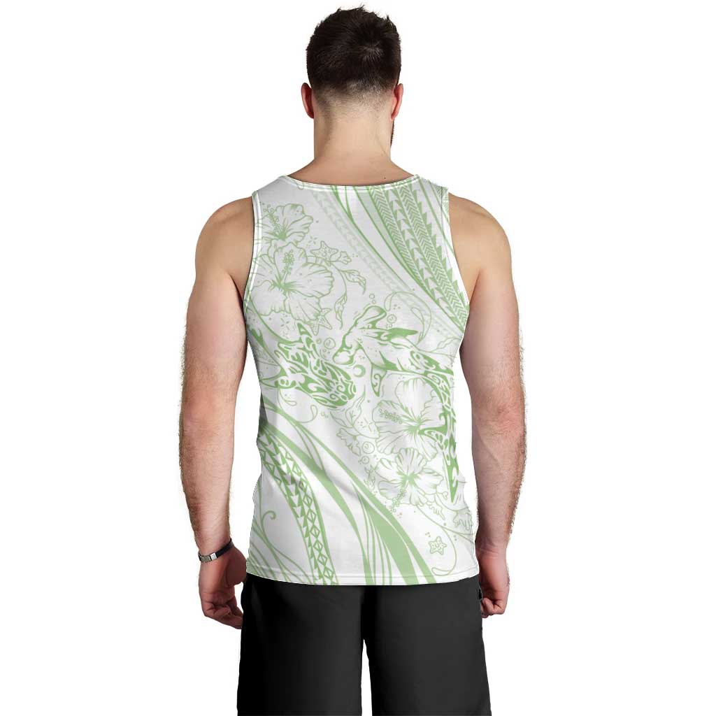 Sharks Couple Dreamy Polynesians Floral Sea Men Tank Top Emerald - Polynesian Pride