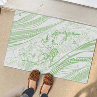 Sharks Couple Dreamy Polynesians Floral Sea Rubber Doormat Emerald - Polynesian Pride