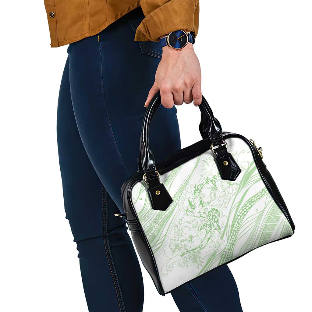 Sharks Couple Dreamy Polynesians Floral Sea Shoulder Handbag Emerald - Polynesian Pride