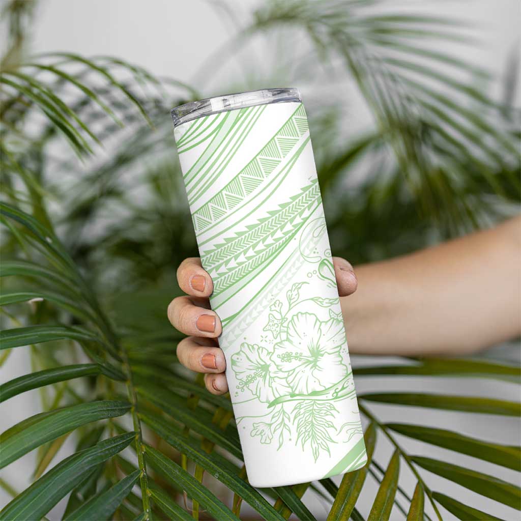 Sharks Couple Dreamy Polynesians Floral Sea Skinny Tumbler Emerald - Polynesian Pride
