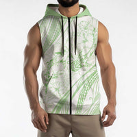 Sharks Couple Dreamy Polynesians Floral Sea Sleeveless Zip Hoodie Emerald - Polynesian Pride