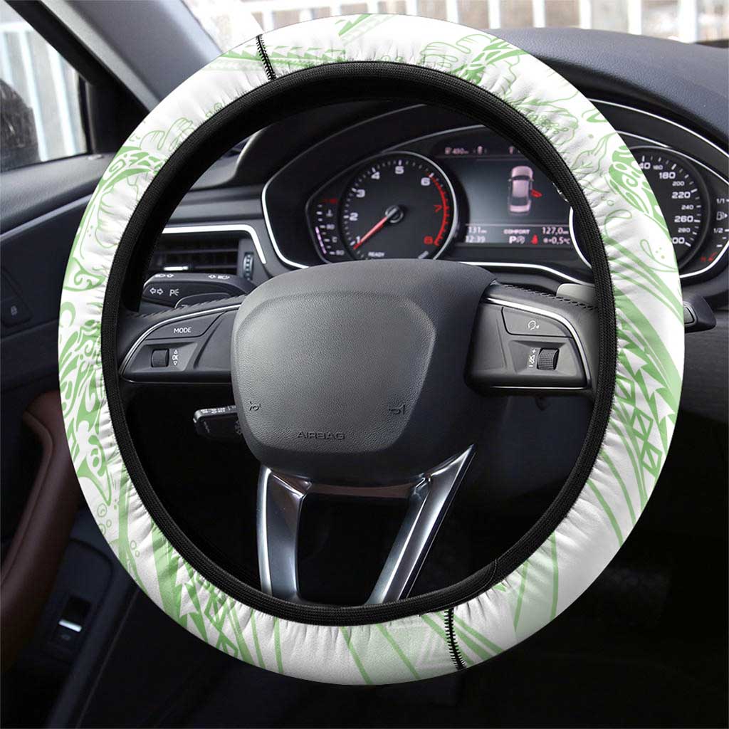 Sharks Couple Dreamy Polynesians Floral Sea Steering Wheel Cover Emerald - Polynesian Pride