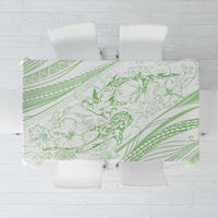 Sharks Couple Dreamy Polynesians Floral Sea Tablecloth Emerald - Polynesian Pride