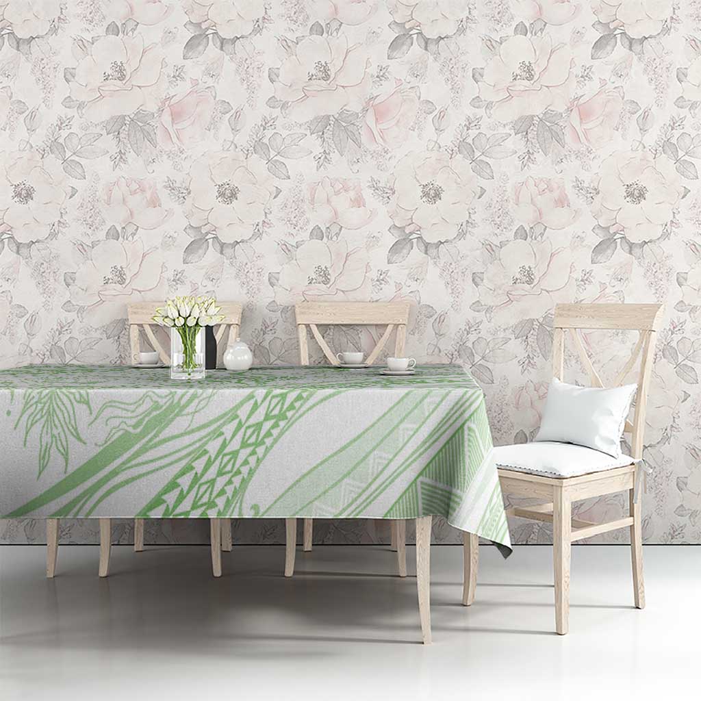 Sharks Couple Dreamy Polynesians Floral Sea Tablecloth Emerald - Polynesian Pride