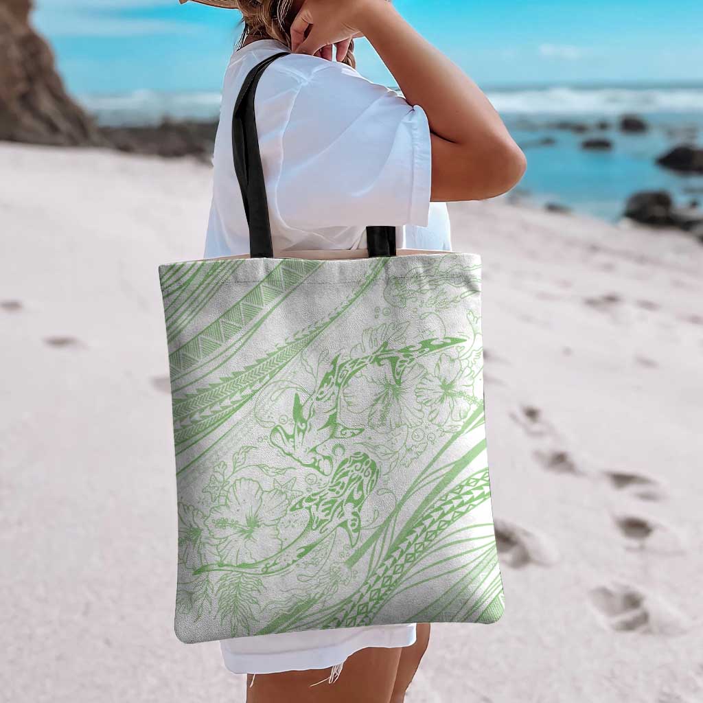 Sharks Couple Dreamy Polynesians Floral Sea Tote Bag Emerald - Polynesian Pride
