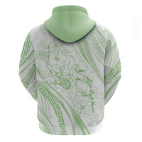 Sharks Couple Dreamy Polynesians Floral Sea Zip Hoodie Emerald - Polynesian Pride