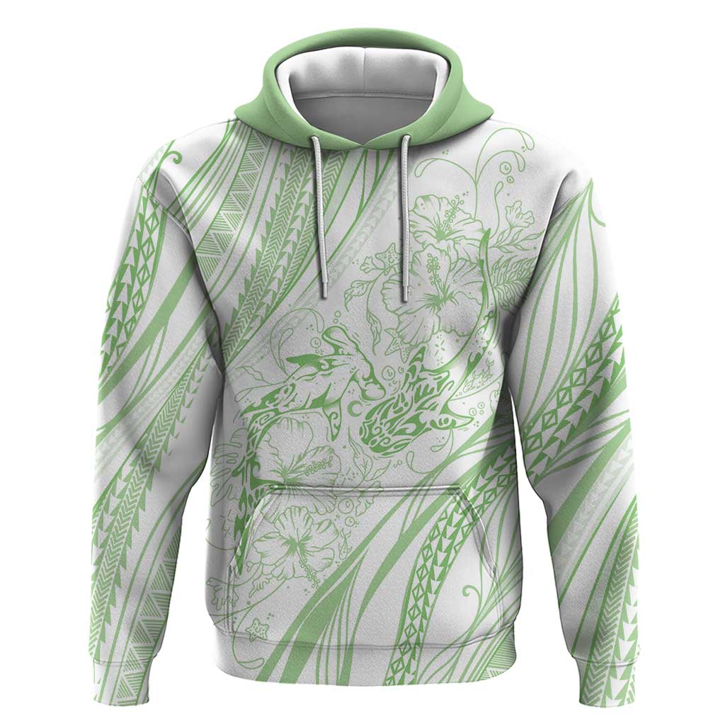 Sharks Couple Dreamy Polynesians Floral Sea Zip Hoodie Emerald - Polynesian Pride