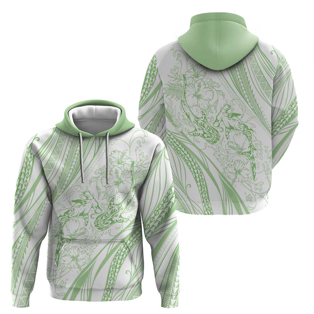 Sharks Couple Dreamy Polynesians Floral Sea Zip Hoodie Emerald - Polynesian Pride