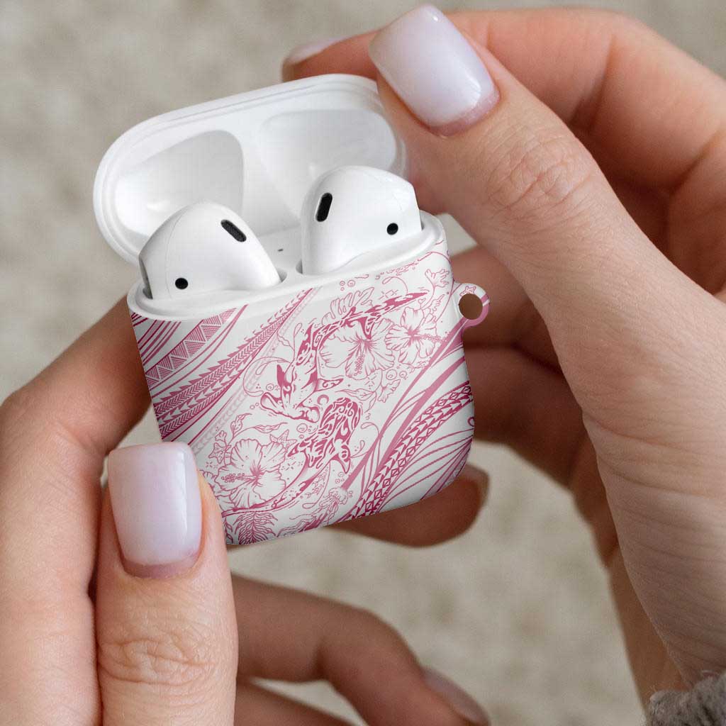 Sharks Couple Dreamy Polynesians Floral Sea AirPods Case Pink - Polynesian Pride