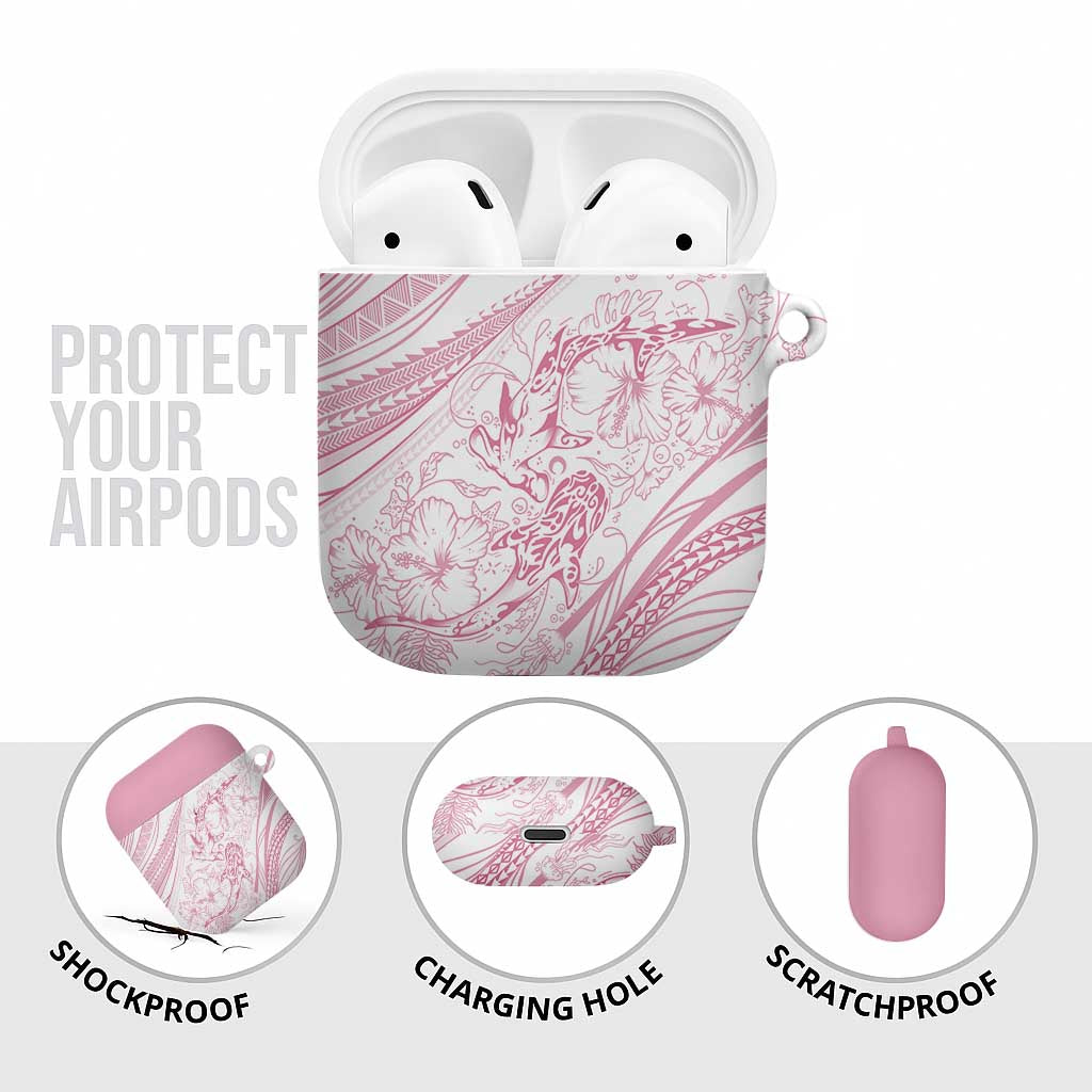 Sharks Couple Dreamy Polynesians Floral Sea AirPods Case Pink - Polynesian Pride