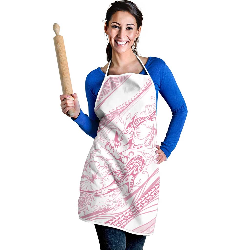 Sharks Couple Dreamy Polynesians Floral Sea Apron Pink - Polynesian Pride