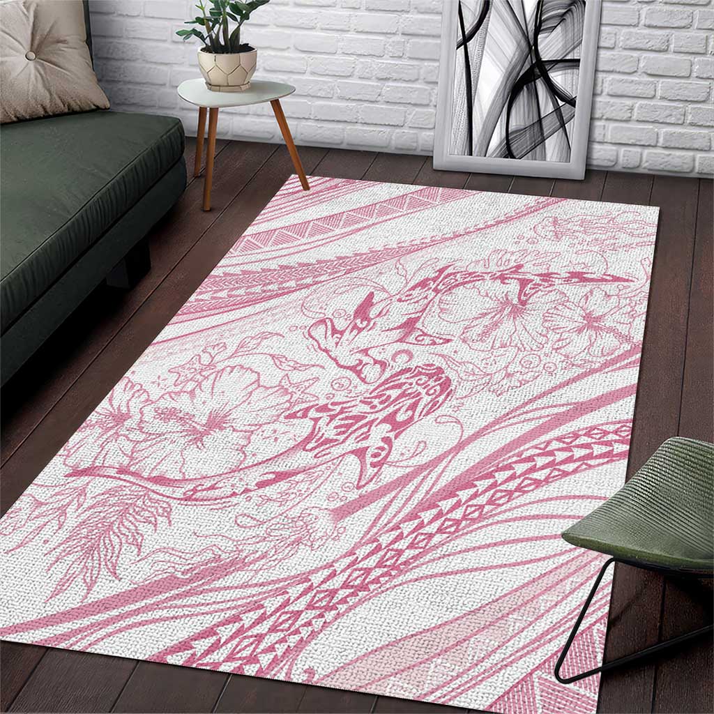 Sharks Couple Dreamy Polynesians Floral Sea Area Rug Pink LT7 Pink - Polynesian Pride