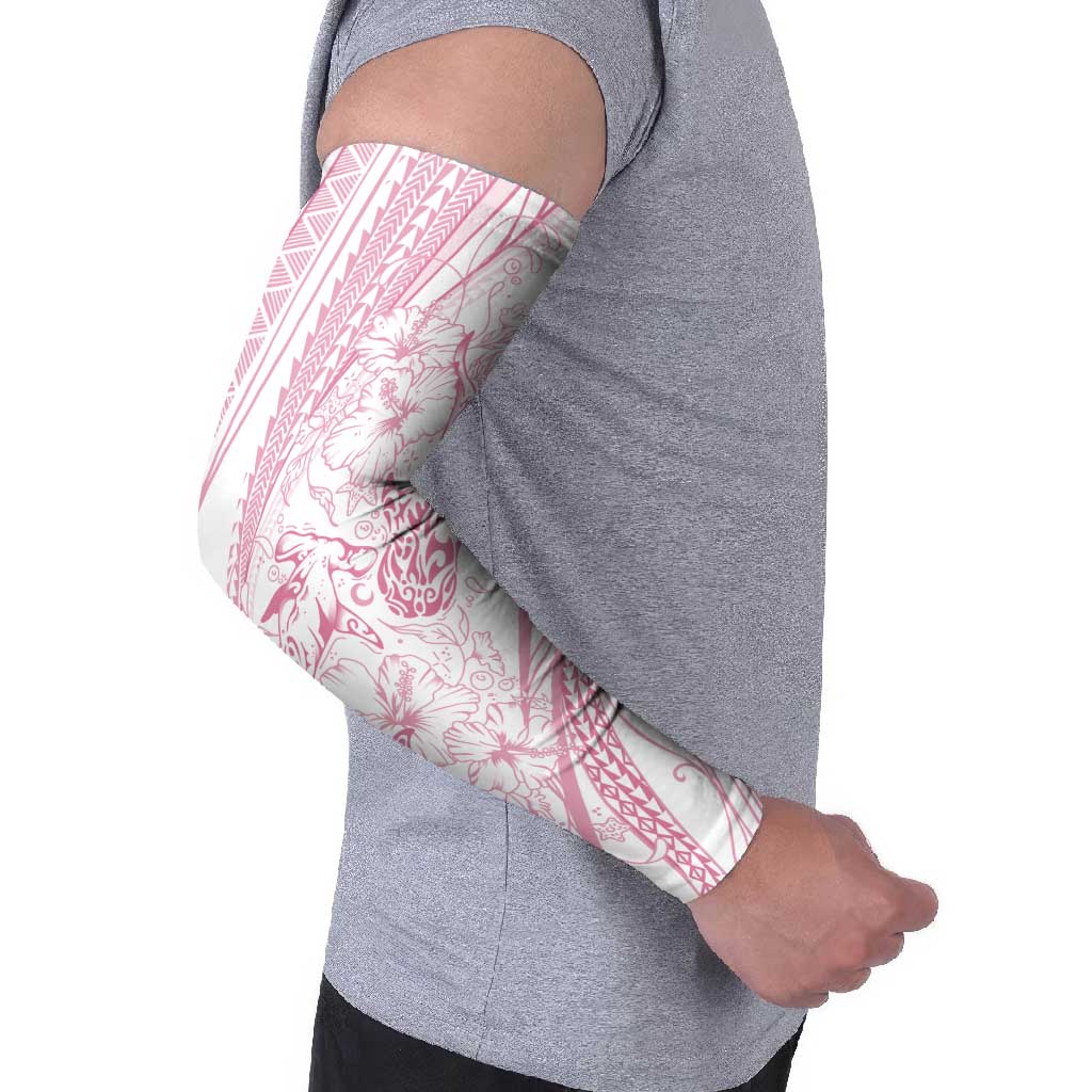 Sharks Couple Dreamy Polynesians Floral Sea Arm Sleeves Pink - Polynesian Pride