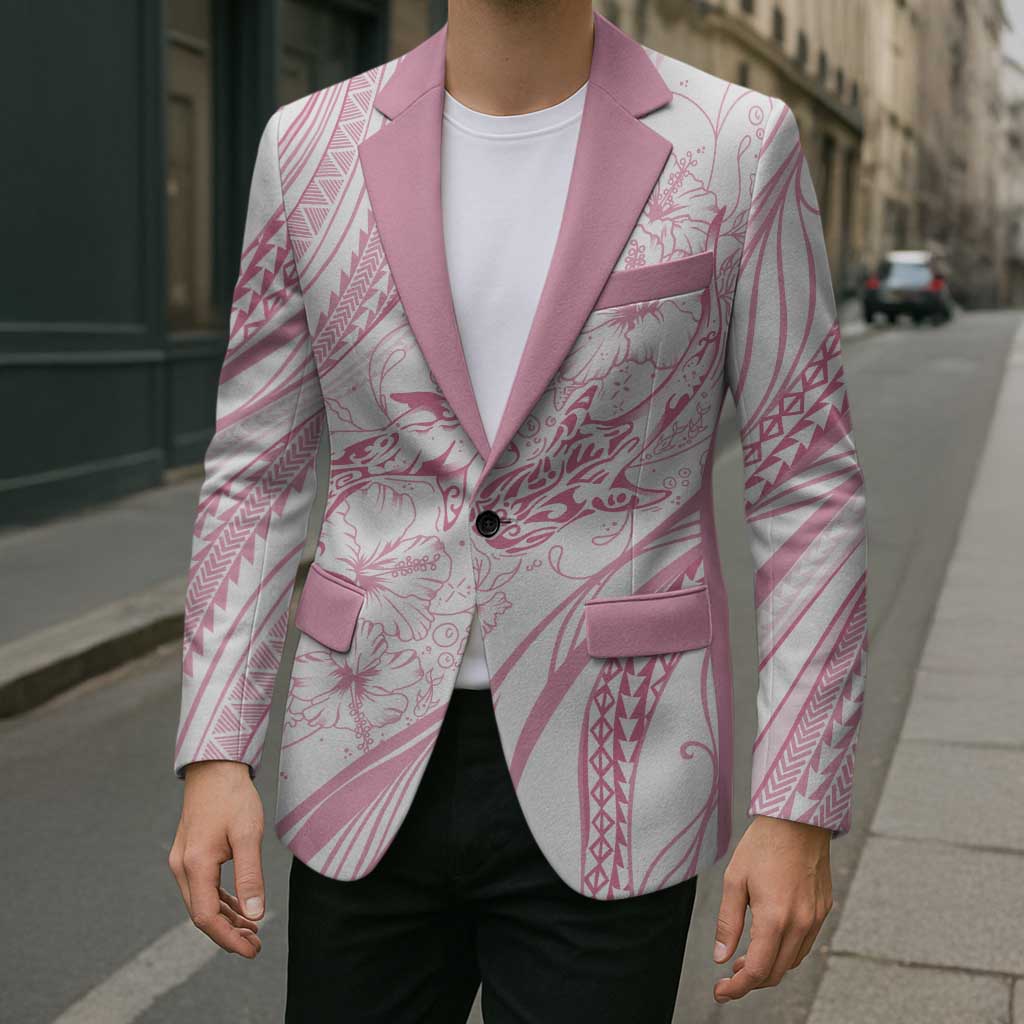 Sharks Couple Dreamy Polynesians Floral Sea Blazer Pink - Polynesian Pride