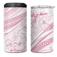 Sharks Couple Dreamy Polynesians Floral Sea 4 in 1 Can Cooler Tumbler Pink - Polynesian Pride