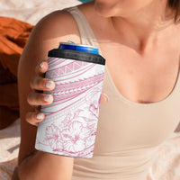 Sharks Couple Dreamy Polynesians Floral Sea 4 in 1 Can Cooler Tumbler Pink - Polynesian Pride